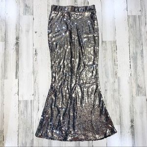 Haoduoyi | Silver Sequin Mermaid Style Skirt